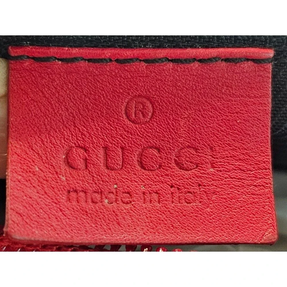 Gucci GG Canvas Hobo Bag Red Model 001‑4204 Leather Trim Gold Hardware Shoulder